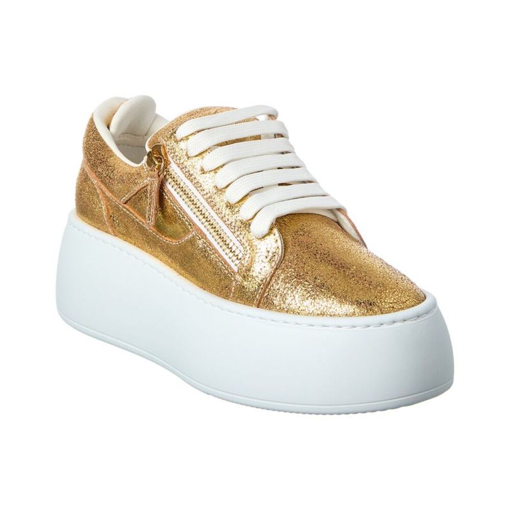 Giuseppe Zanotti Alma Leather Platform Sneaker, Gold